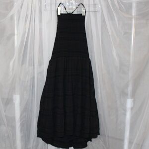 PreLoved American Eagle Black Halter top dress with smocking Sz(M)